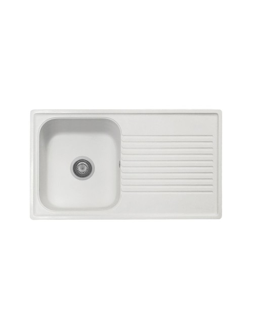 Lavello Reversibile 1 Vasca Gocciolatoio Granitovero861vbip Bianco Samet