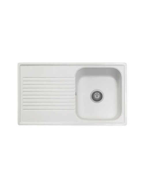 Lavello Reversibile 1 Vasca Gocciolatoio Granitovero861vbip Bianco Samet