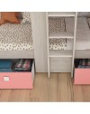 Letto a castello bianco consumato e rosa flamingo con armadio e cassetti 1267