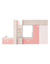 Letto a castello bianco consumato e rosa flamingo con armadio e cassetti 1267