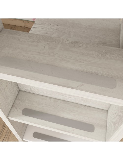 Letto a castello bianco consumato e rosa flamingo con armadio e cassetti 1267
