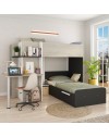 Letto a castello con scrivania 6885 colore bianco vintage antracite