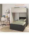 Letto a castello con scrivania 6885 colore bianco vintage antracite
