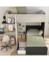 Letto a castello con scrivania 6885 colore bianco vintage antracite