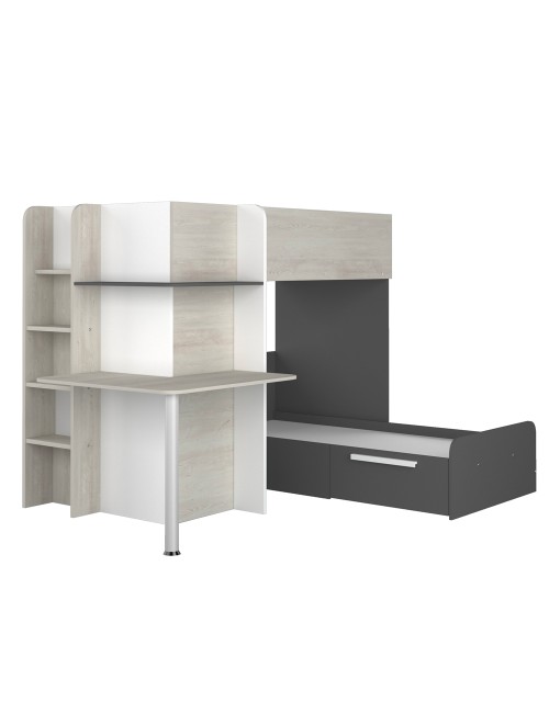 Letto a Castello con Scrivania 6885 Colore Bianco Vintage Antracite