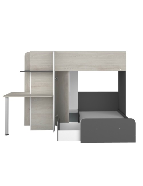 Letto a Castello con Scrivania 6885 Colore Bianco Vintage Antracite
