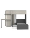 Letto a castello con scrivania 6885 colore bianco vintage antracite