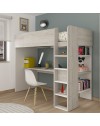 Letto a soppalco bianco consumato e bianco con scrivania 2278