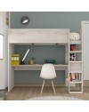 Letto a soppalco bianco consumato e bianco con scrivania 2278