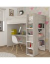 Letto a soppalco bianco consumato e bianco con scrivania 2278