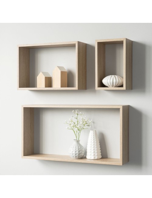 Set 3 Mensole da Parete Forma Rettangolare Shelvy Rec Rovere Sonoma