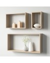 Set 3 mensole da parete forma rettangolare Shelvy Rec colore rovere sonoma