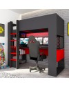 Letto a castello con scrivania 5050 colore antracite rosso