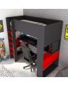 Letto a castello con scrivania 5050 colore antracite rosso