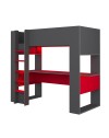 Letto a castello con scrivania 5050 colore antracite rosso