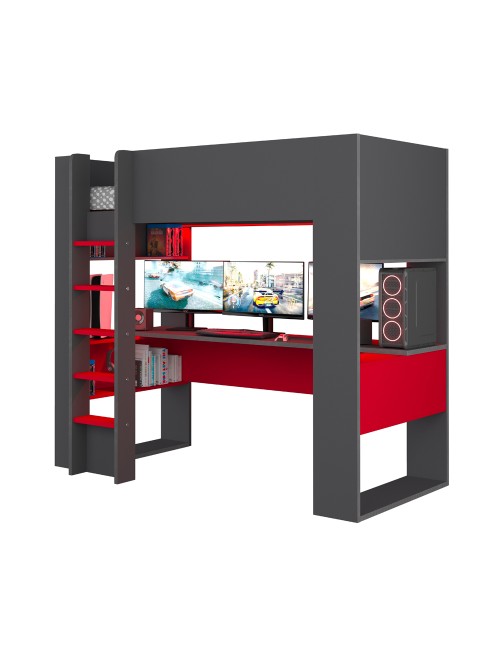 Letto a Castello con Scrivania 5050 Colore Antracite Rosso Prezzo