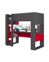 Letto a castello con scrivania 5050 colore antracite rosso