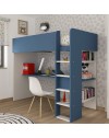 Letto a soppalco azzurro e bianco con scrivania 2276