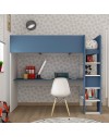 Letto a soppalco azzurro e bianco con scrivania 2276