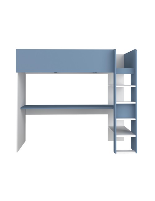 Letto a soppalco azzurro e bianco con scrivania 2276