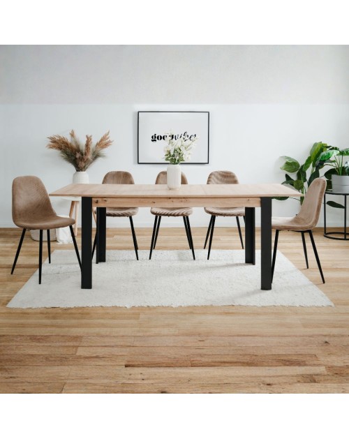 Tavolo allungabile Tolosa80B piano rovere e gambe nere 150x80x75H
