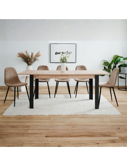 Tavolo Allungabile Tolosa80B piano rovere e gambe nere 150x80x75H
