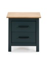 Comodino Miranda blu con top pino e 2 cassetti in legno massiccio