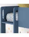 Letto a castello rovere e azzurro con armadio 2 ante e cassetti