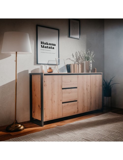 Madia 160x40x88H Denver 3 Colore Quercia Antracite