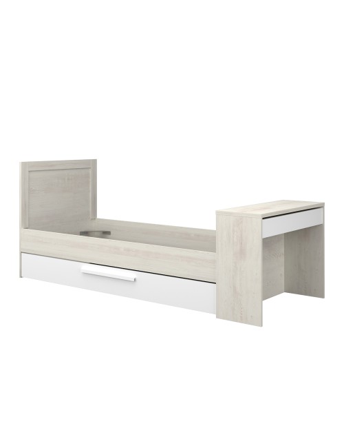 Letto con Scrivania Integrata e Letto Estraibile Bianco