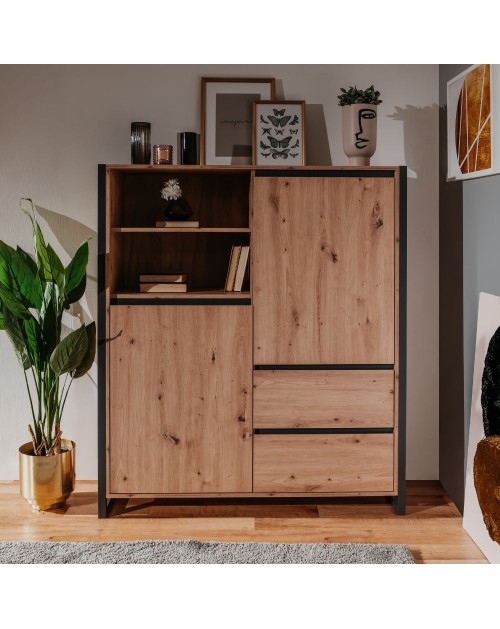 Credenza alta L120XP40XH140 Denver51 colore quercia antracite