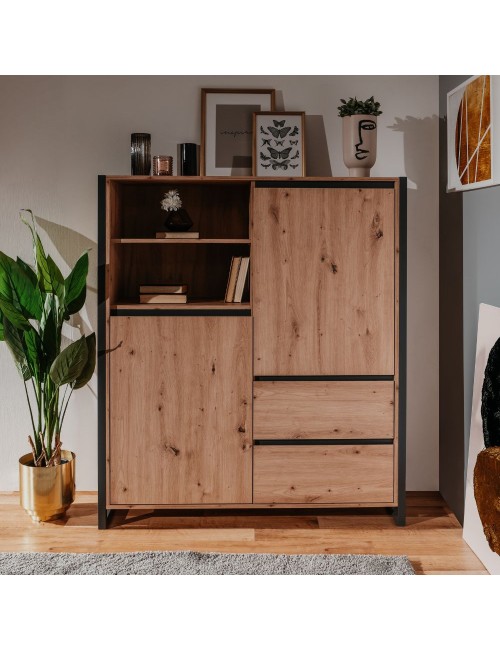 Credenza alta L120XP40XH140 Denver51 colore quercia antracite