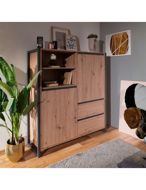 Credenza Alta L120XP40XH140 Denver 51 Colore Quercia Antracite