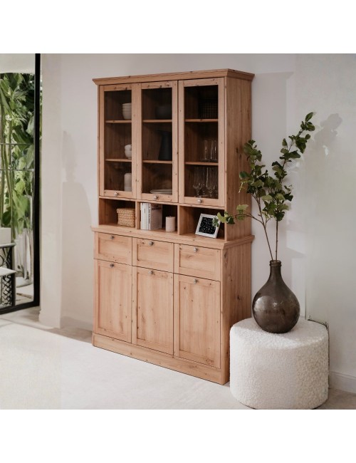 Credenza con vetrina Timber54A 120x40x200H Il fascino del legno naturale nella tua casa