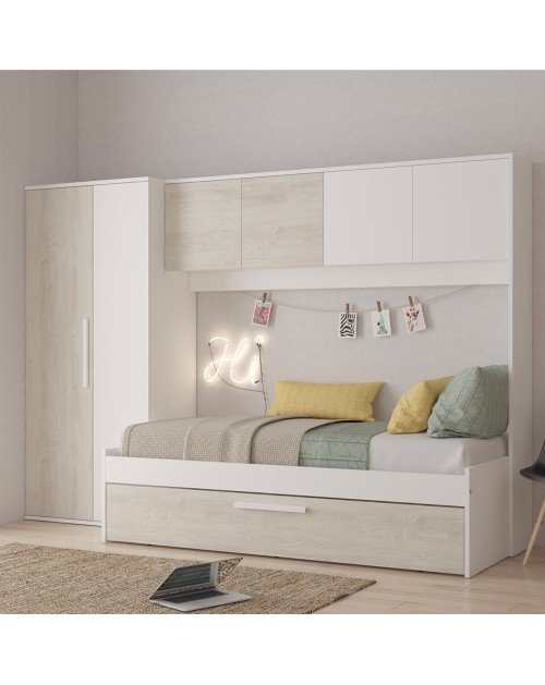 Cameretta a ponte con letto estraibile bianco e bianco consumato 6006 reversibile