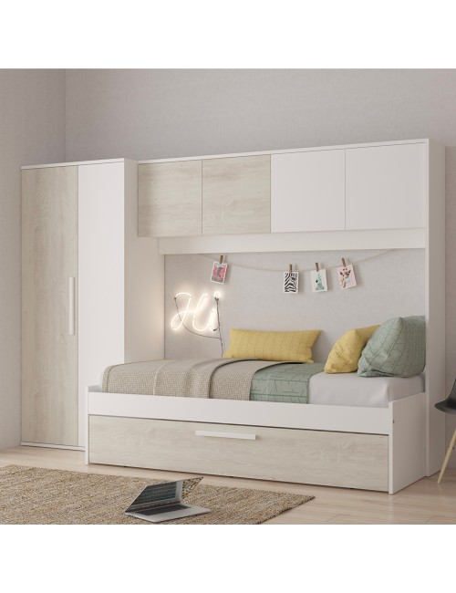 Cameretta a ponte con letto estraibile bianco e bianco consumato 6006 reversibile