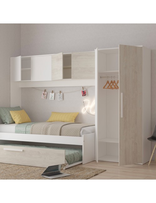 Cameretta a ponte con letto estraibile bianco e bianco consumato 6006 reversibile