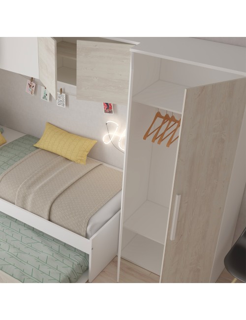 Cameretta a ponte con letto estraibile bianco e bianco consumato 6006 reversibile