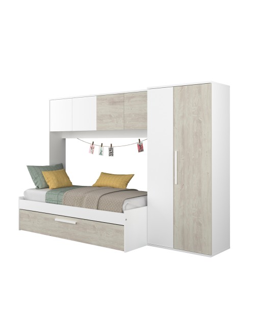 Cameretta a ponte con letto estraibile bianco e bianco consumato 6006 reversibile