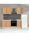 Cucina Taurus 195 cm Sinistra con Elettrodomestici Inclusi – Bianco e Rovere Nebraska