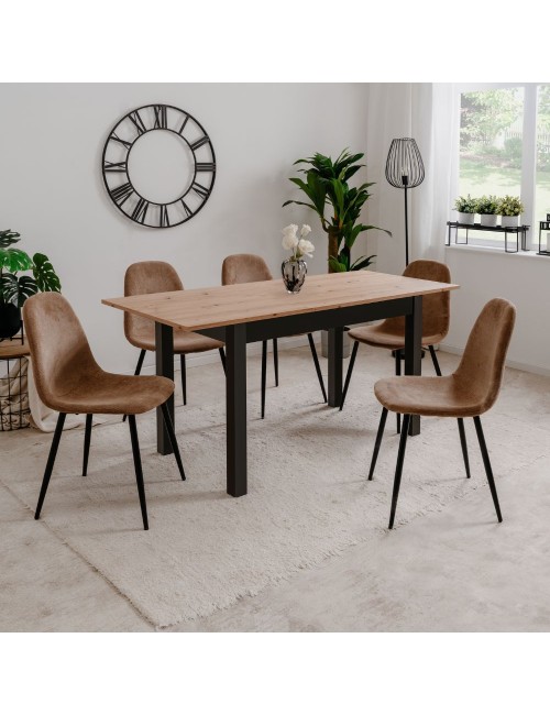 Tavolo rettangolare allungabile rovere e nero Coburg120 120x70x76,5 Prezzo