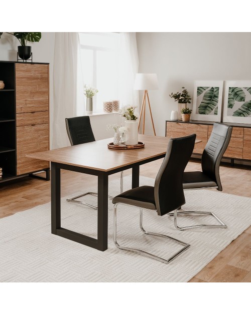 Tavolo allungabile Austin80A piano color legno e gambe antracite 160x90x75