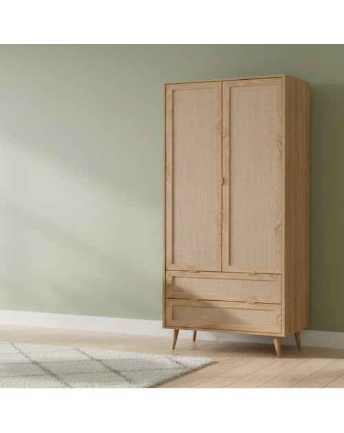 Armadio 2 ante e 2 cassetti effetto vimini Bali60A
