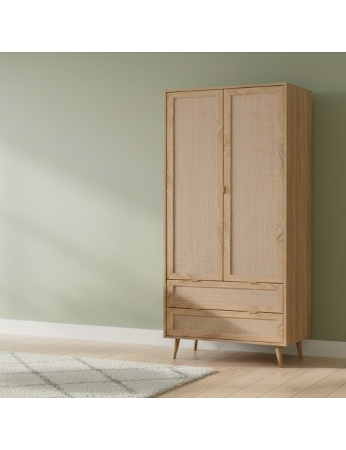 Armadio 2 Ante e 2 Cassetti Effetto Vimini Bali60A Prezzo