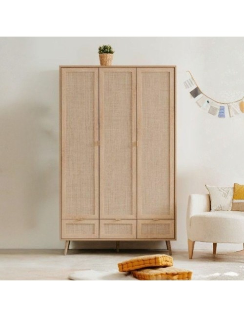 Armadio 3 Ante e 3 Cassetti Effetto Vimini Bali60B Prezzo