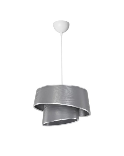 Lampada a sospensione con paralume grigio effetto legno Lima MDL5132