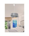 Lampada a sospensione con paralume grigio effetto legno Lima MDL5132
