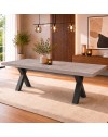 Tavolo Allungabile Milonga480 180 cm con Piano Cemento e Gambe Incrociate Antracite