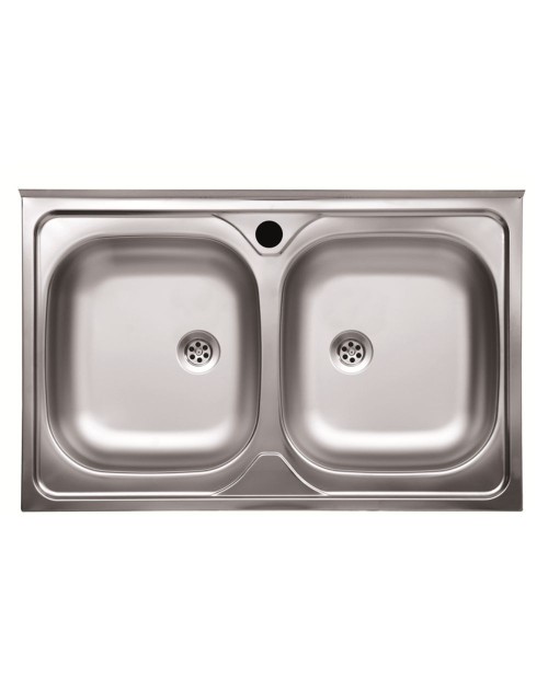 Lavello cucina acciaio appoggio 80x50 cm due vasche N214