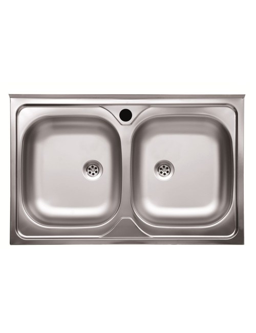 Lavello Cucina Acciaio Appoggio 80x50 cm 2 Vasche N214 Prezzo
